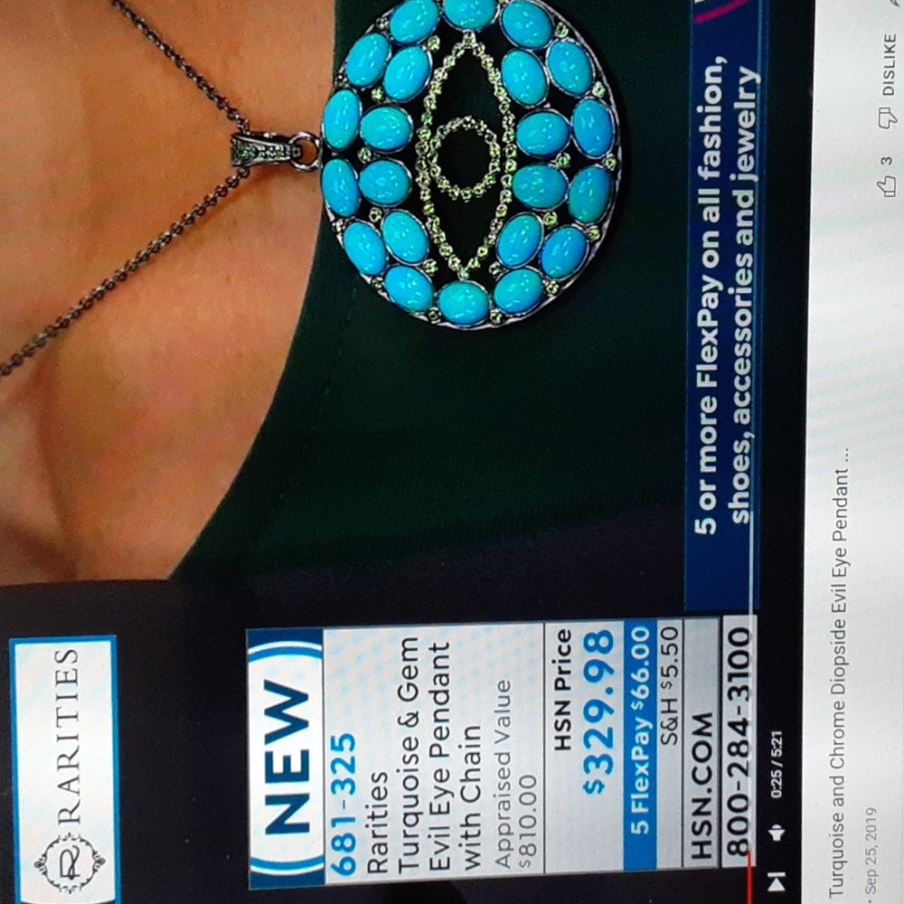 HOLD. 925, Genuine  Russian Diopside and Sleeping Beauty Turquoise. Evil Eye. - Picture 15 of 15